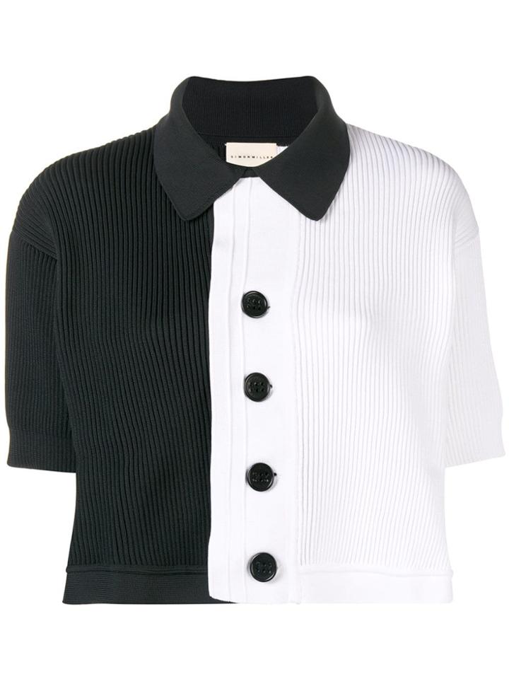 Simon Miller Contrasting Short Sleeve Sweater - Black