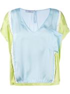 Prada Lace Detail V-neck Blouse, Women's, Size: 40, Green, Silk