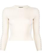 Alexander Mcqueen Lace-up Ribbed Jumper - White