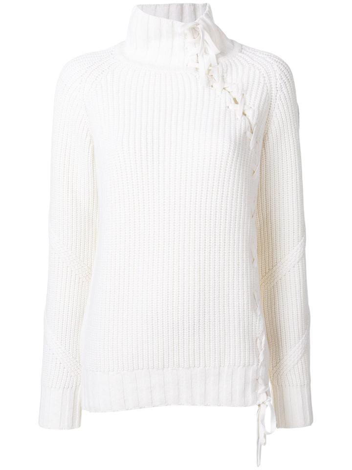 Karl Lagerfeld Lacing Detail Roll Neck Sweater - Nude & Neutrals
