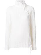 Karl Lagerfeld Lacing Detail Roll Neck Sweater - Nude & Neutrals