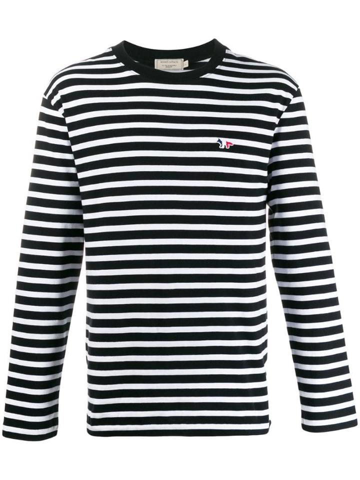 Maison Kitsuné Striped Long Sleeve Top - Black