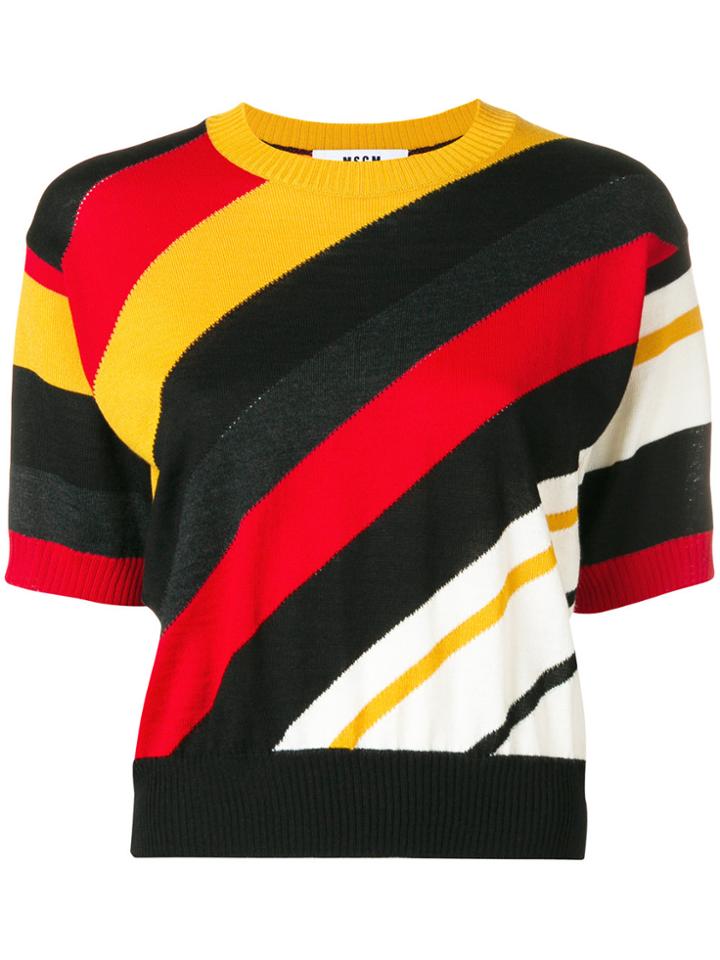 Msgm Striped Knitted Top - Black