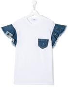 Msgm Kids Denim Detail T-shirt - White