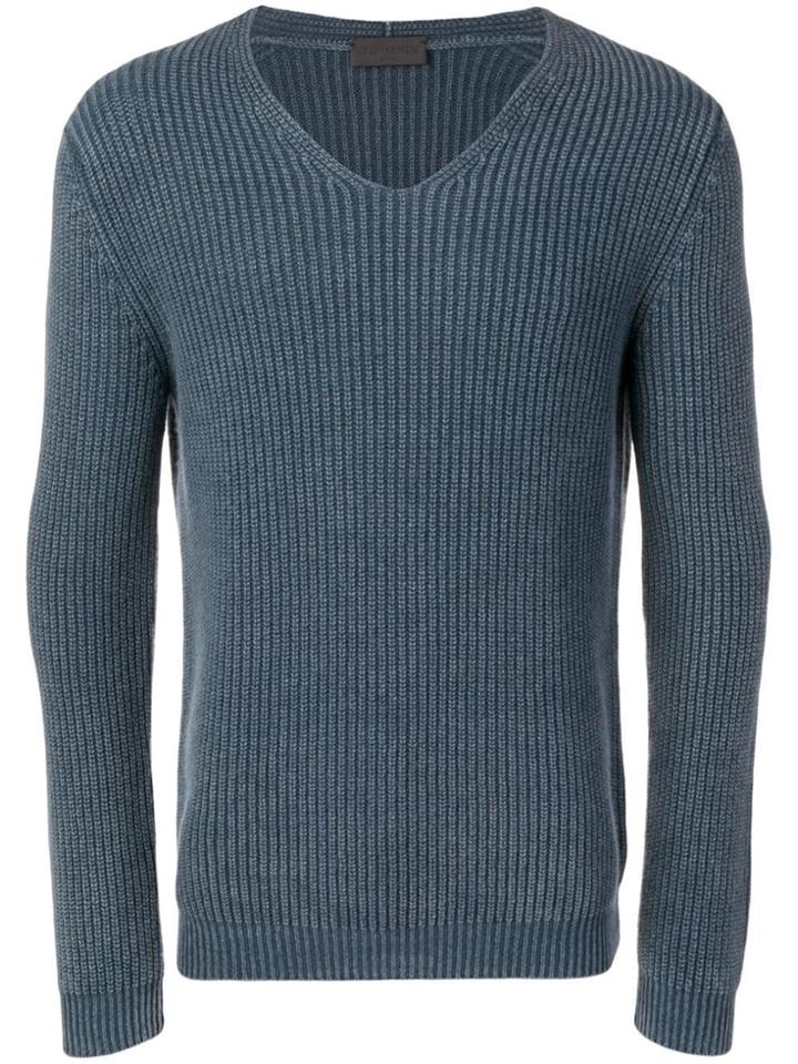 Iris Von Arnim Knitted V-neck Jumper - Blue