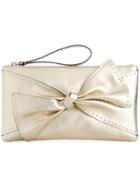 Red Valentino - Studded Bow Clutch - Women - Leather/metal - One Size, Grey, Leather/metal