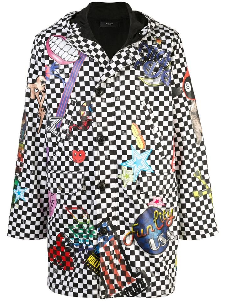 Amiri Check Sticker Parka - Black