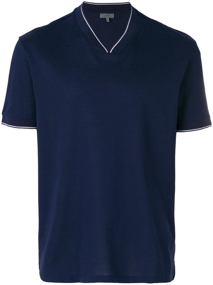 Lanvin Piqué V-neck T-shirt - Blue