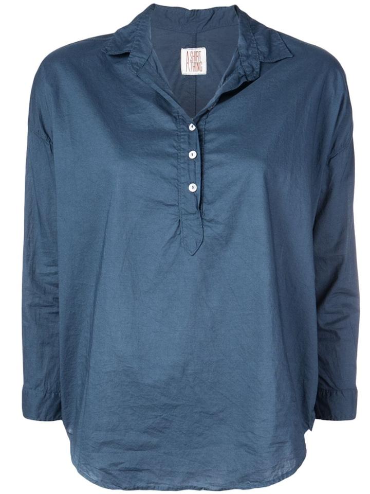 A Shirt Thing Classic Tunic Blouse - Blue