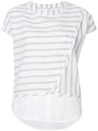 Derek Lam 10 Crosby - Striped Layered Buttoned T-shirt - Women - Cotton/linen/flax - L, White, Cotton/linen/flax
