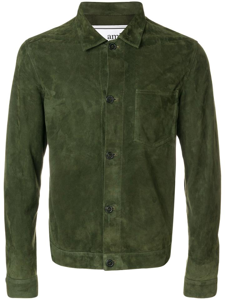 Ami Alexandre Mattiussi Suede Overshirt Without Lining - Green