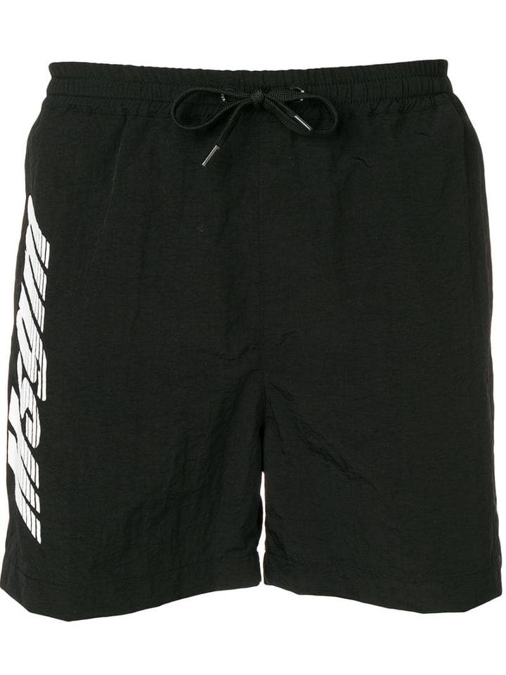 Msgm Contrast-logo Swim Shorts - Black