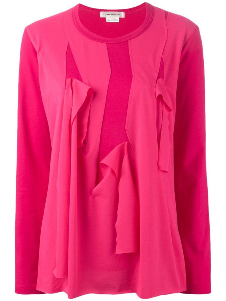 Comme Des Garçons Torn Effect Long Sleeve T-shirt - Pink