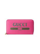 Gucci Gucci Print Leather Zip Around Wallet - Pink & Purple