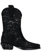 Dolce & Gabbana Lace Texan Boots - Black