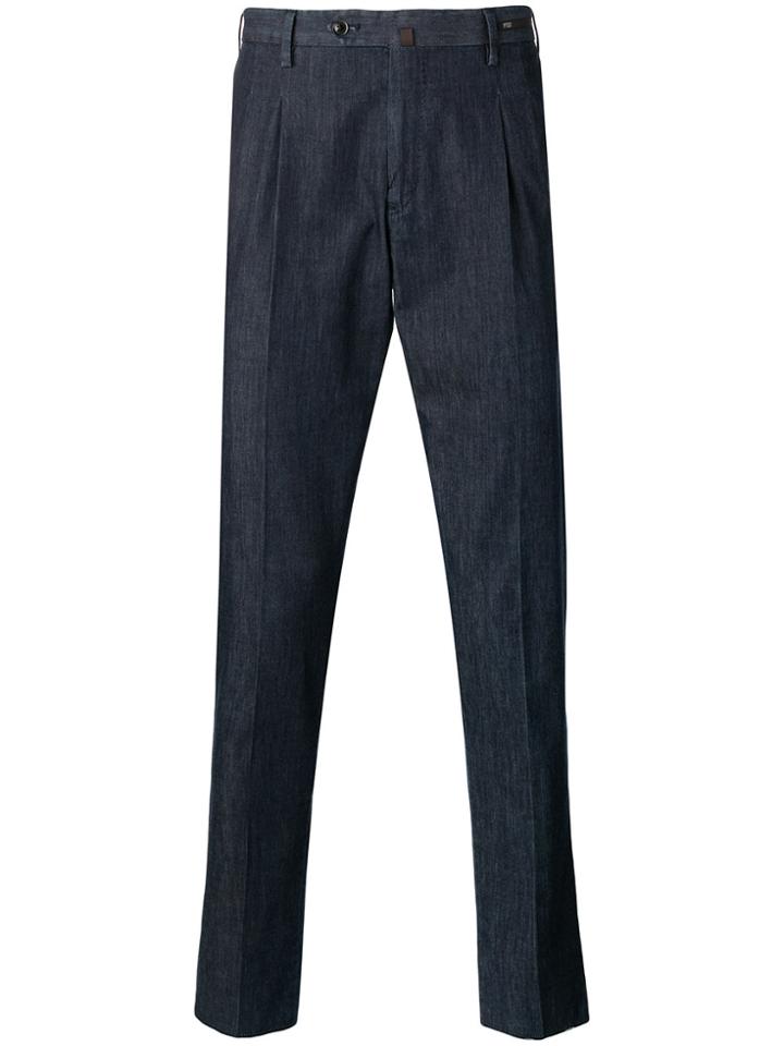 Pt01 Tapered Cropped Trousers - Blue