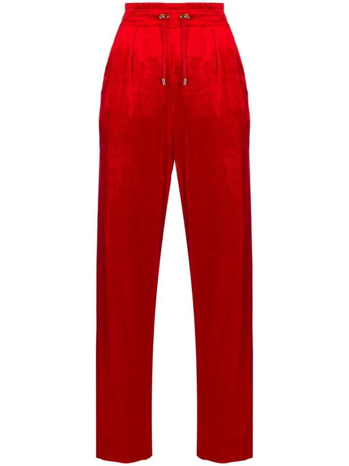 Balmain Straight-leg Velour Track Pants - Red