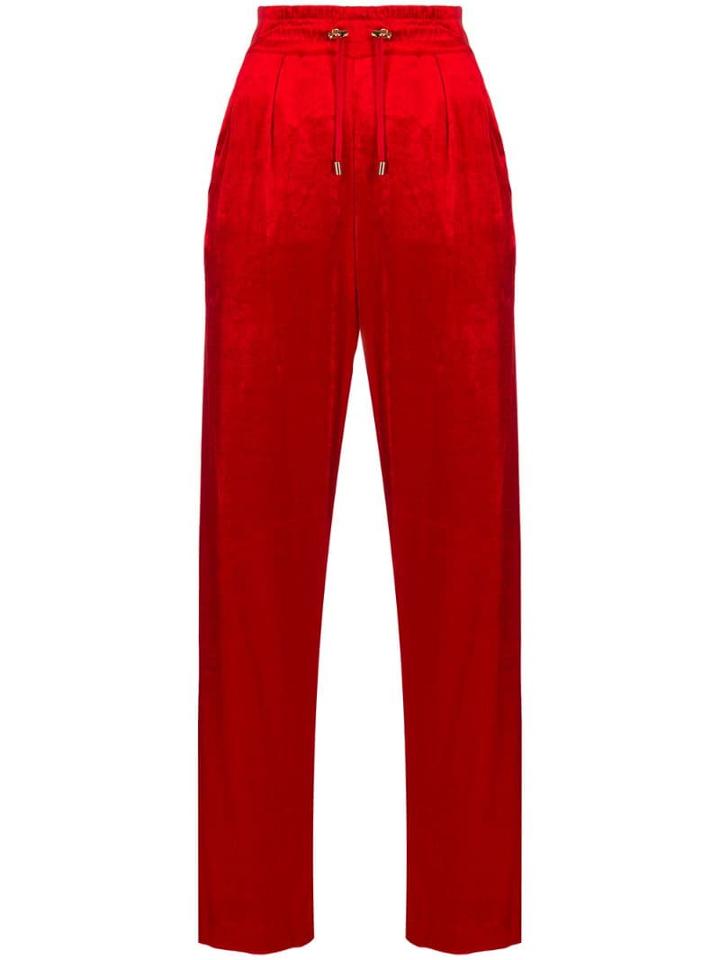 Balmain Straight-leg Velour Track Pants - Red