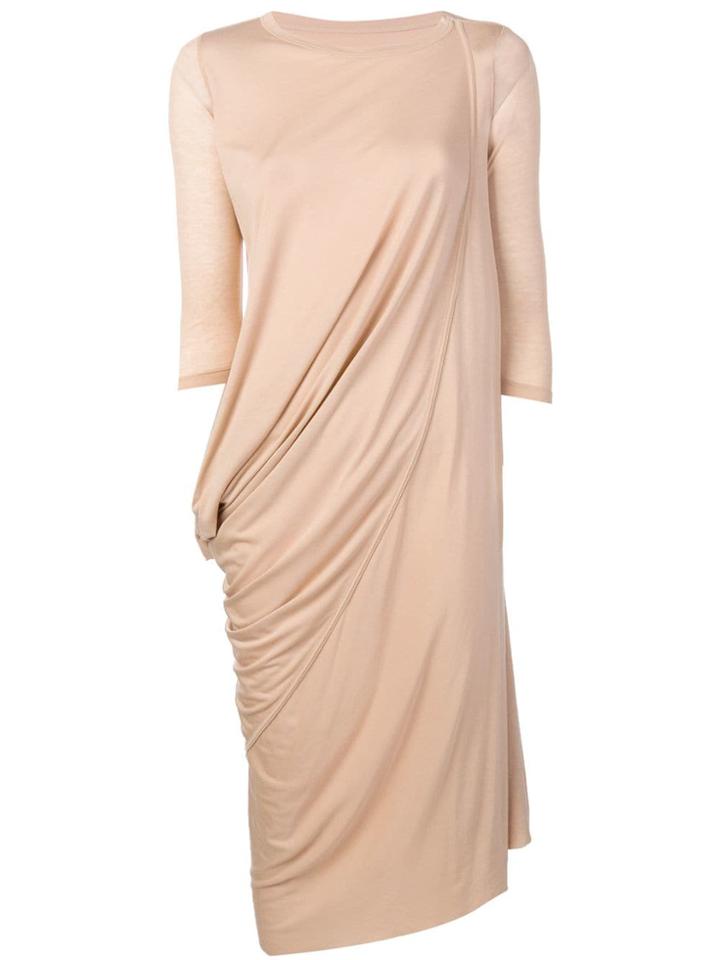Rick Owens Lilies Draped Midi Dress - Neutrals