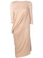 Rick Owens Lilies Draped Midi Dress - Neutrals