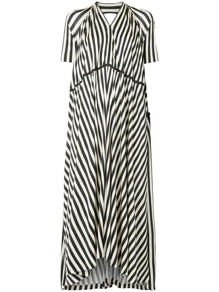 Petar Petrov V-neck Striped Maxi Dress - White