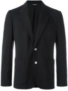 Dolce & Gabbana Two Button Blazer, Men's, Size: 48, Black, Polyester/cupro/virgin Wool