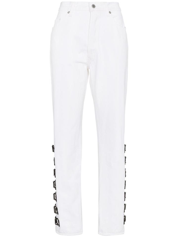 Olivier Theyskens Mid Rise Hook-and-eye Embellished Jeans - White