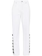 Olivier Theyskens Mid Rise Hook-and-eye Embellished Jeans - White