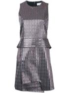 Carven Striped Metallic Mini Dress, Women's, Size: 38, Pink/purple, Polyester/metallized Polyester