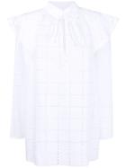 Sonia Rykiel Open Embroidery Tie Neck Blouse - White