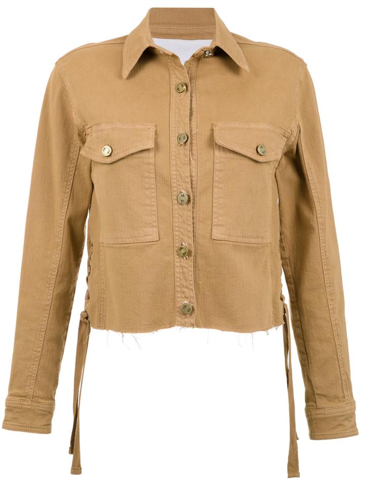 Nk Lace-up Detail Denim Jacket - Nude & Neutrals
