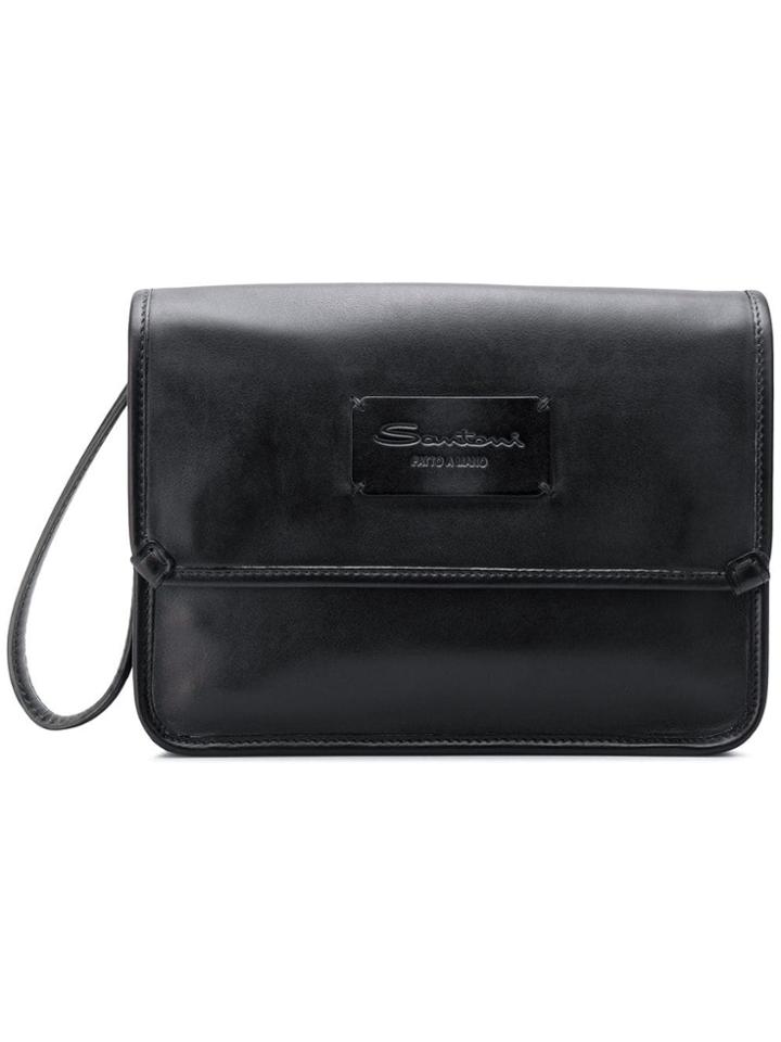 Santoni Logo Embossed Clutch Bag - Grey