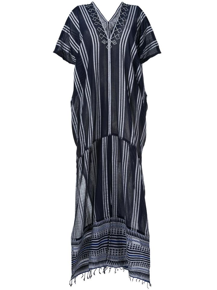Lemlem - Striped Kaftan Dress - Women - Cotton/acrylic - One Size, Blue, Cotton/acrylic