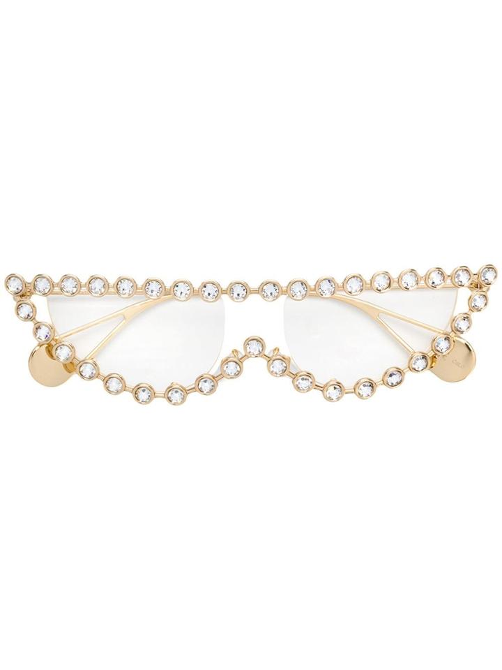 Gucci Eyewear Embellished Cat-eye Glasses - Gold