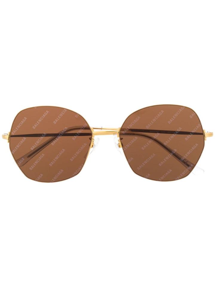 Balenciaga Eyewear Logo Stamped Oversized Sunglasses - Gold