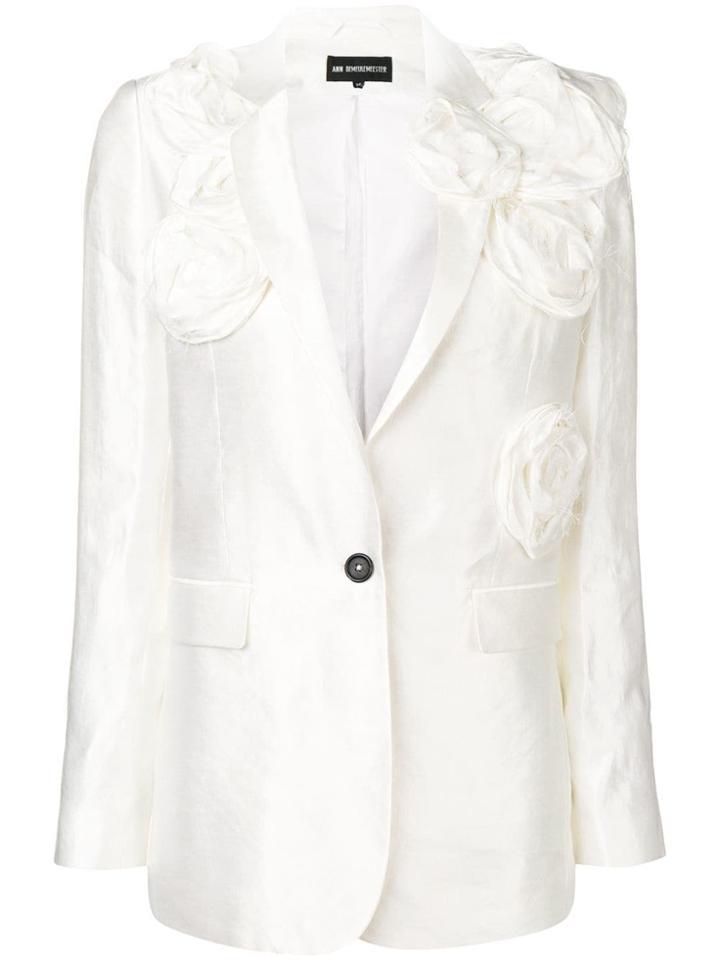 Ann Demeulemeester Flower Appliqué Blazer - White