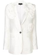 Ann Demeulemeester Flower Appliqué Blazer - White