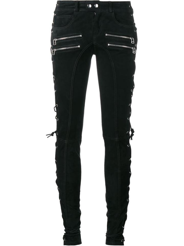 Faith Connexion Suede Zipper Pocket Biker Pants, Women's, Size: 36, Black, Cotton/suede/polyester