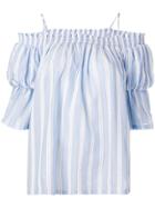 Roberto Collina Striped Off The Shoulder Top - Blue