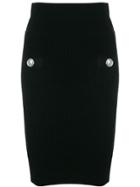 Balmain High-waisted Buttoned Skirt - Black