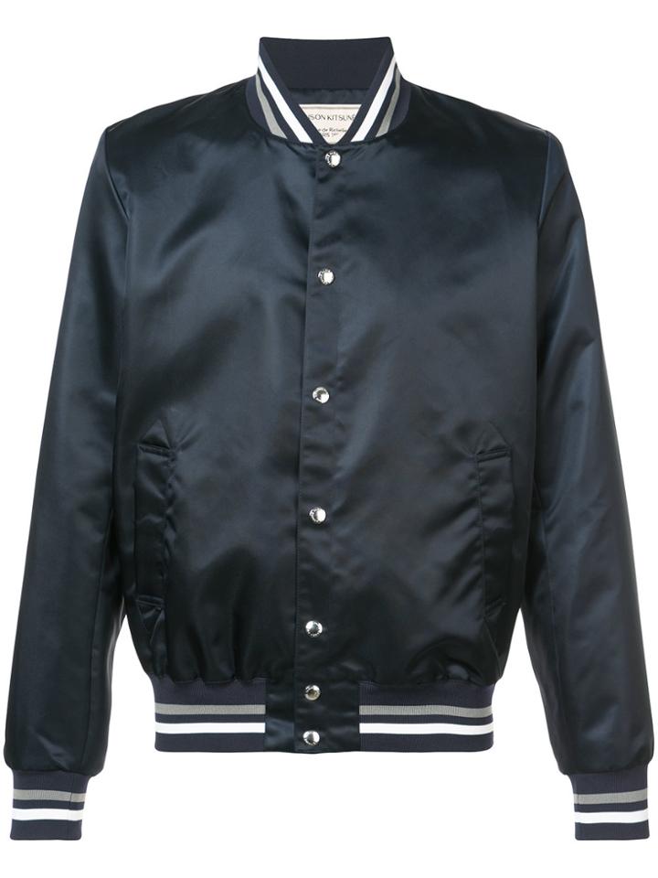 Maison Kitsuné Satin Teddy Jacket - Blue