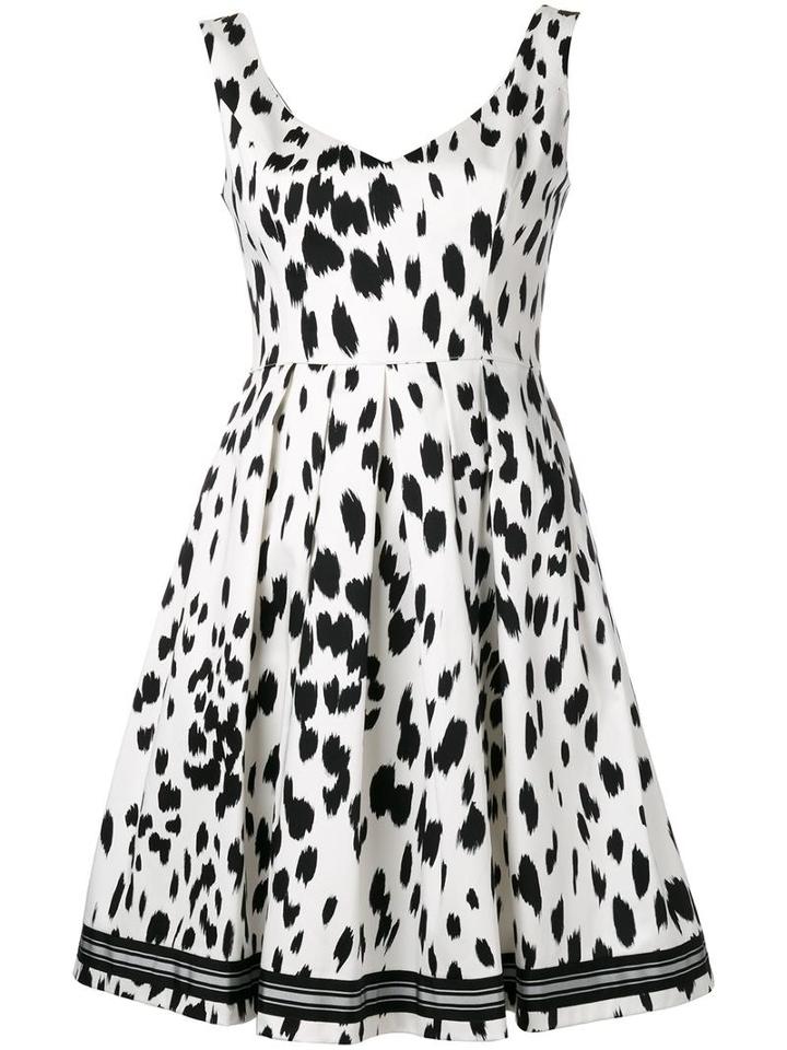 Twin-set Brush Print Flared Dress, Women's, Size: 46, Black, Cotton/spandex/elastane