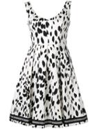 Twin-set Brush Print Flared Dress, Women's, Size: 46, Black, Cotton/spandex/elastane