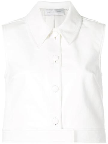 Marina Moscone Cropped Peaked Collar Shirt - White