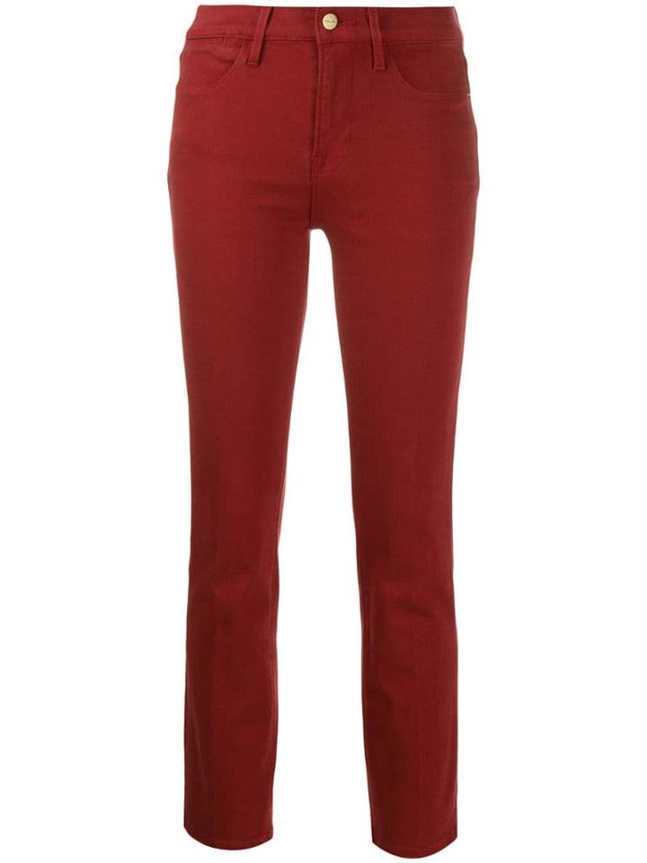 Frame Slim Cropped Jeans - Red