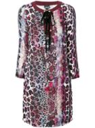 Just Cavalli - Lace Up Printed Dress - Women - Polyester/viscose - 42, Pink/purple, Polyester/viscose
