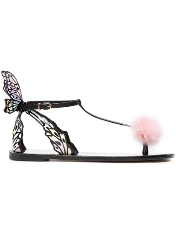 Sophia Webster Black Talulah Butterfly Wing Flat Sandal