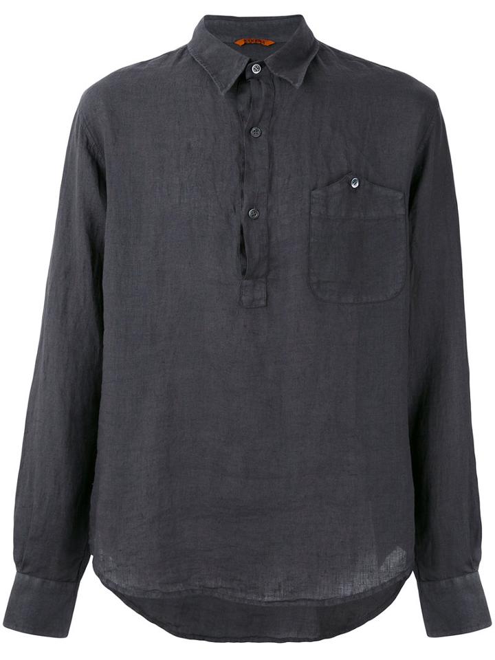 Barena - Half Button Placket Shirt - Men - Linen/flax - 50, Grey, Linen/flax