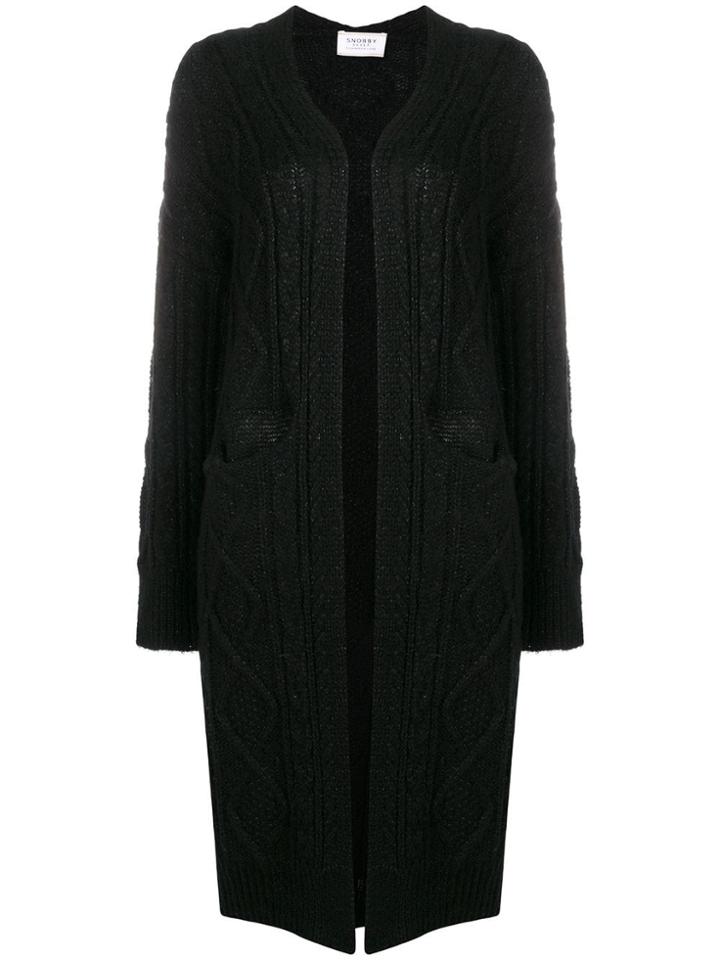 Snobby Sheep Cable-knit Draped Cardigan - Black