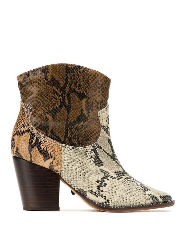 Schutz Panelled Snake Effect Boots - Black